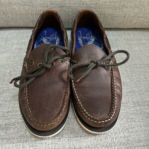 Guy Harvey Brown Leather Starboard Slip On Boat Shoes Men's Size 8